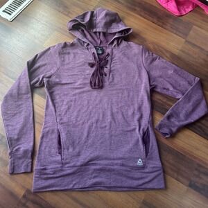 Reebok Hoodie Sweater Unisex  Size M Burgundy Long‎ Sleeve Pockets Drawstring